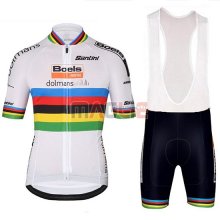 2018 Maglia UCI World Champion Leader Boels Dolmans Manica Corta Bianco